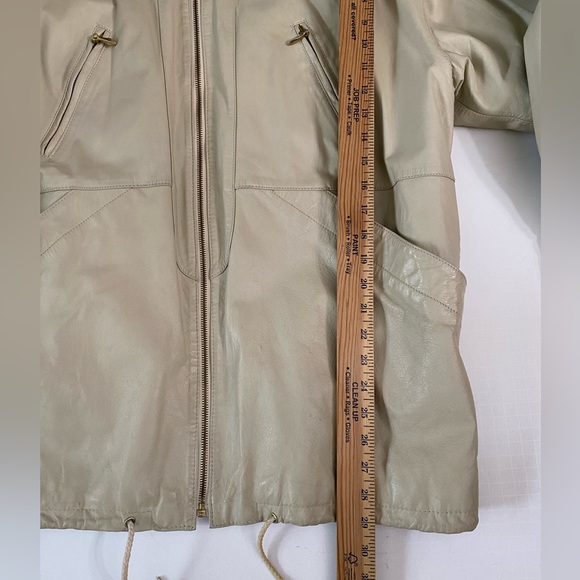 Pelle STUNNING Vintage LUXE Fur & Leather Parka Ivory Women’s size S Oversized - Picture 7 of 16